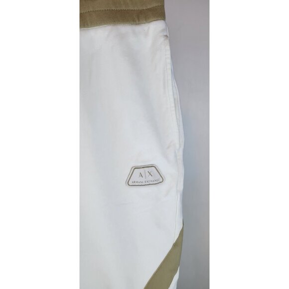 Armani Exchange Sweatpants Mens Large Beige Colorblock Joggers Pants Drawstring - Picture 4 of 13